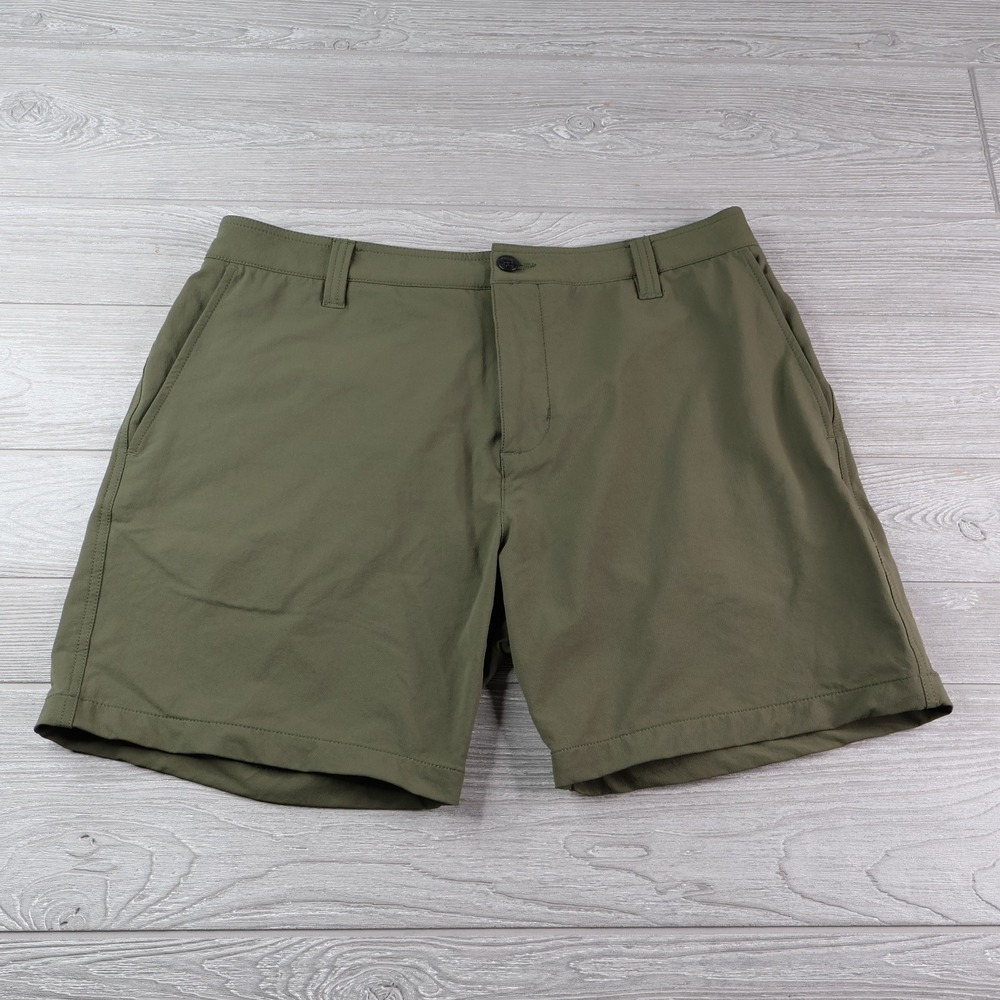 American Giant Commuter Chino Shorts Men's 34 Olive Green Stretch 7in Inseam
